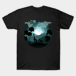 World Wildlife with Map T-Shirt